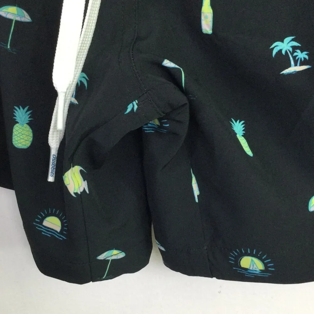 Chubbies Mens Lined Classic The Beach Essentials Swim Trunk Black Multi XXL NWT